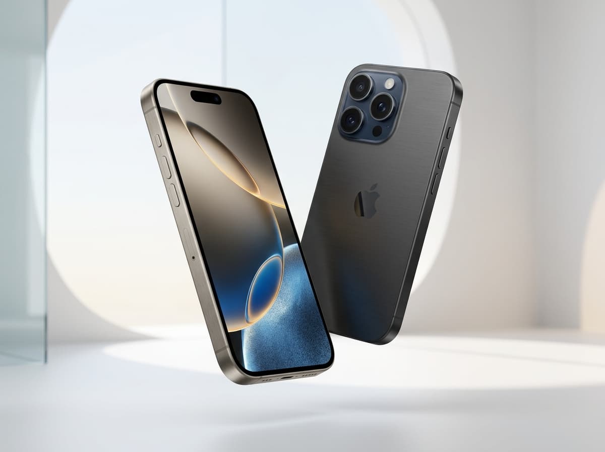 iPhone 17 Pro Max in Natural Titanium and Dark Slate